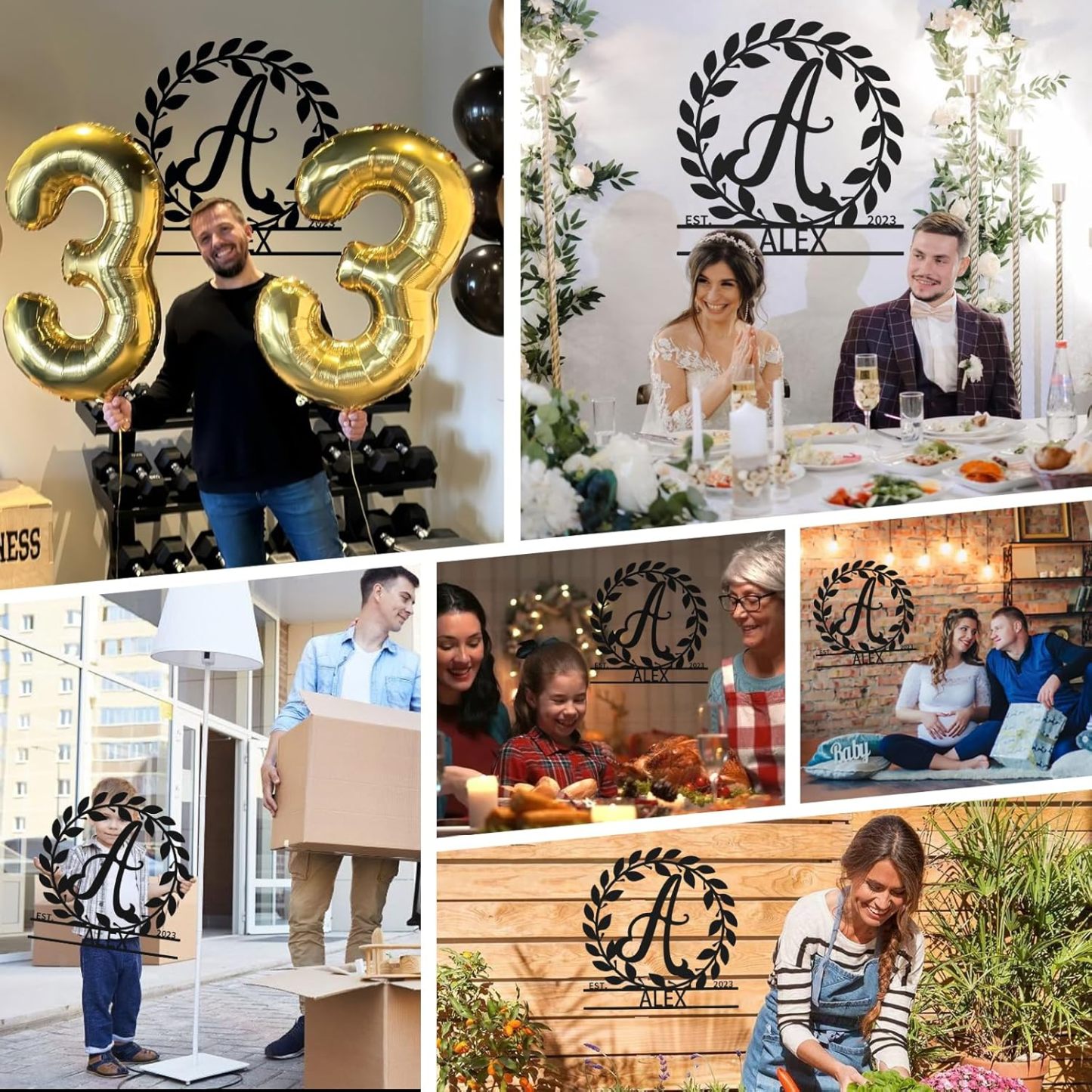 Custom Name Metal Signs, Wedding Anniversary Gift, Split Letter Monogram-MetalsignX