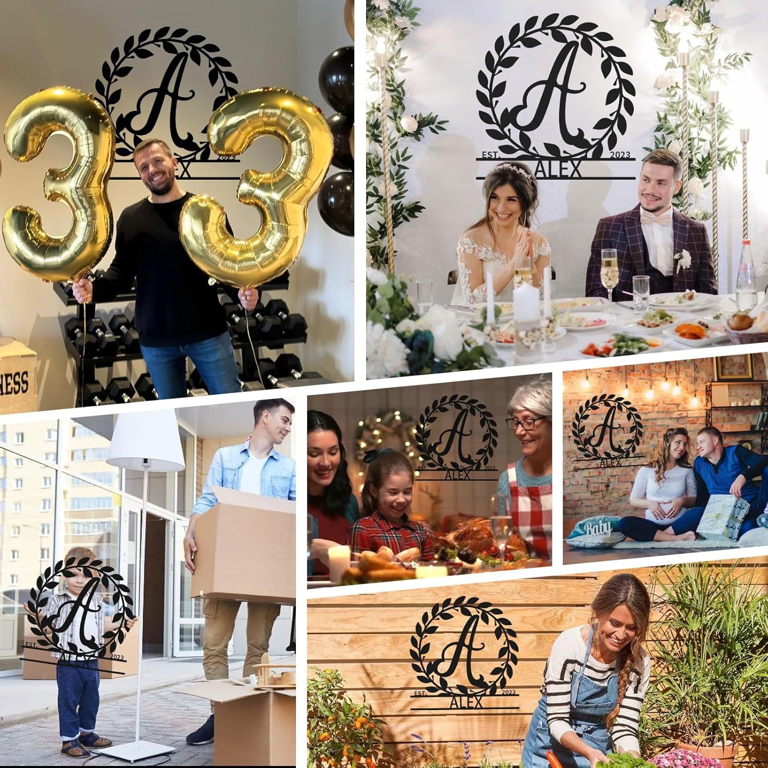 Custom Name Metal Signs, Wedding Anniversary Gift, Split Letter Monogram-MetalsignX