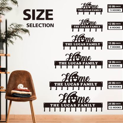 Custom Name Key Holder, Sweet Home Key Rack, Personalized Wall Decor for Home Organization-MetalsignX