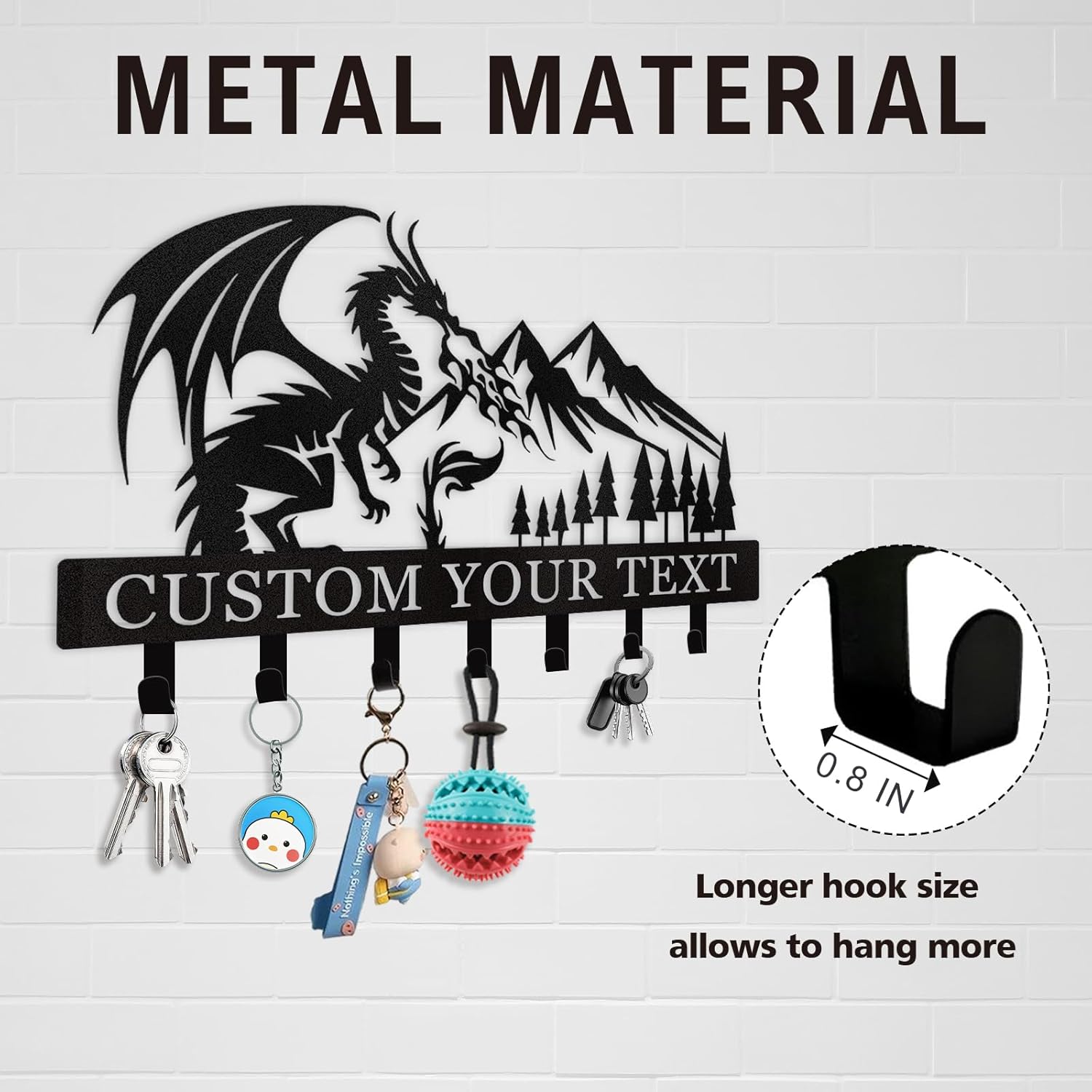 Personalized Key Holder Wall Mounted, Custom Dragon Design Key Holder for Wall-MetalsignX
