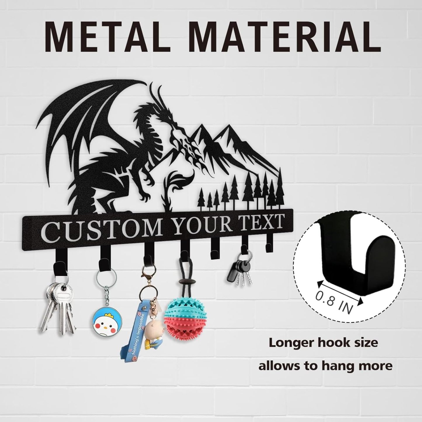 Personalized Key Holder Wall Mounted, Custom Dragon Design Key Holder for Wall-MetalsignX