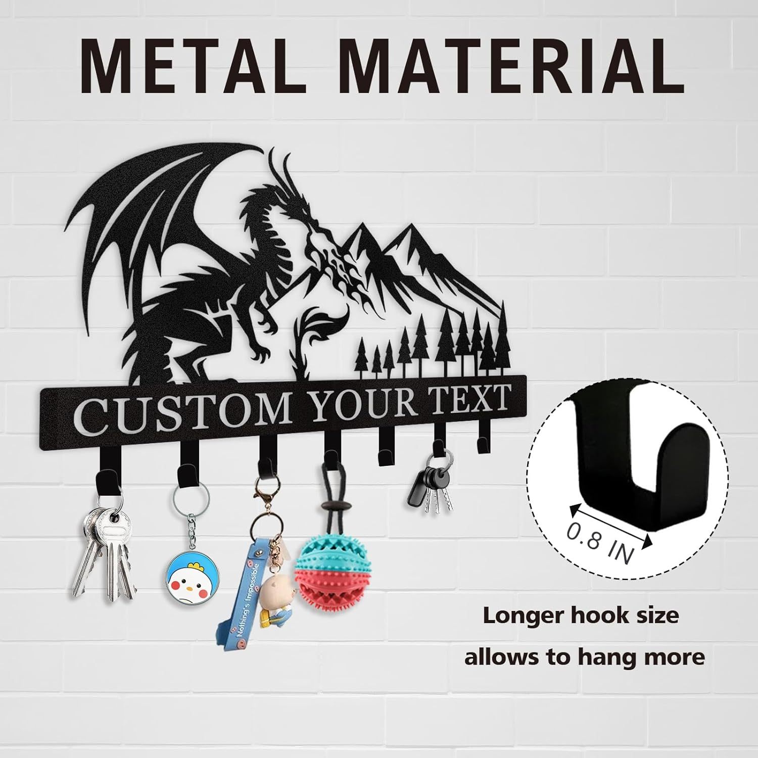 Personalized Key Holder Wall Mounted, Custom Dragon Design Key Holder for Wall-MetalsignX
