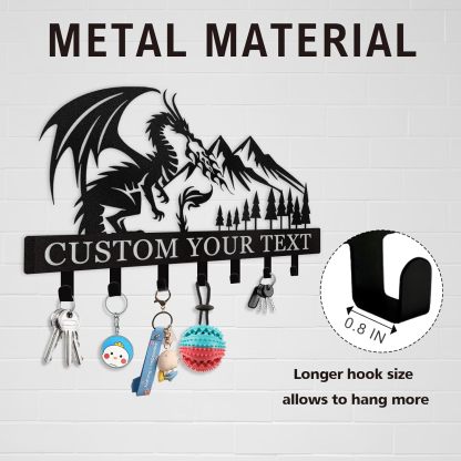 Personalized Key Holder Wall Mounted, Custom Dragon Design Key Holder for Wall-MetalsignX