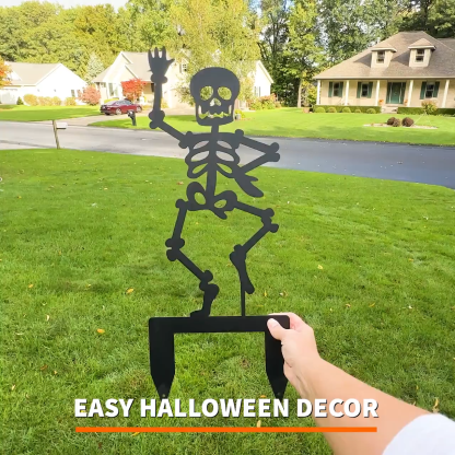 Outdoor Skeleton Halloween Decor, Halloween Outdoor Sign, Halloween Garden Signs, Metal Halloween Yard Stakes, Halloween Sign Skeleton Decor