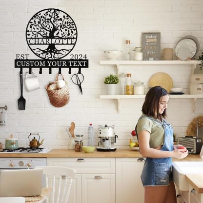 Personalized Key Holder Wall Mount, Custom Name Tree of Life Key Holder for Wall-MetalsignX