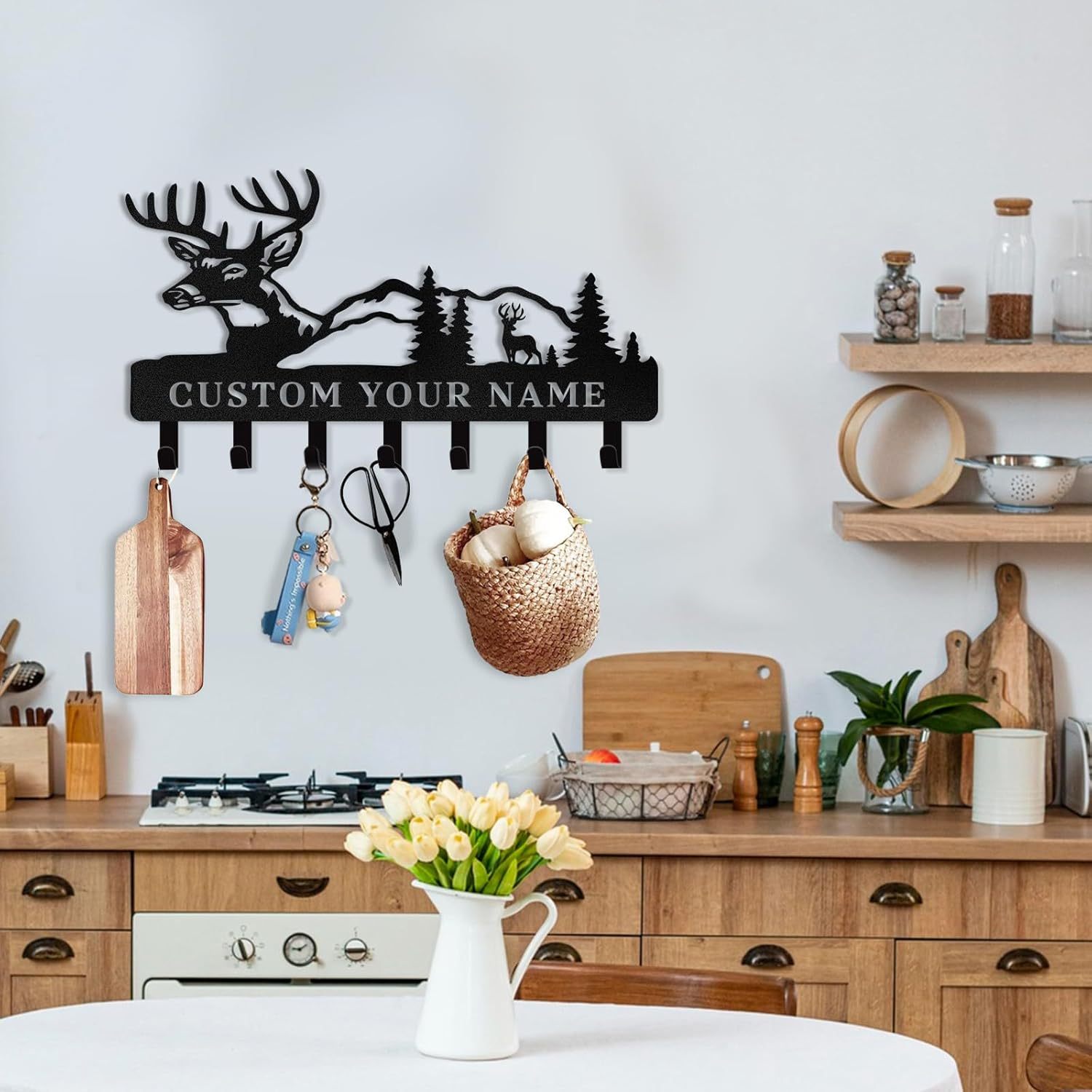 Personalized Key Holder for Wall, Custom Family Name Key Rack Holder-MetalsignX