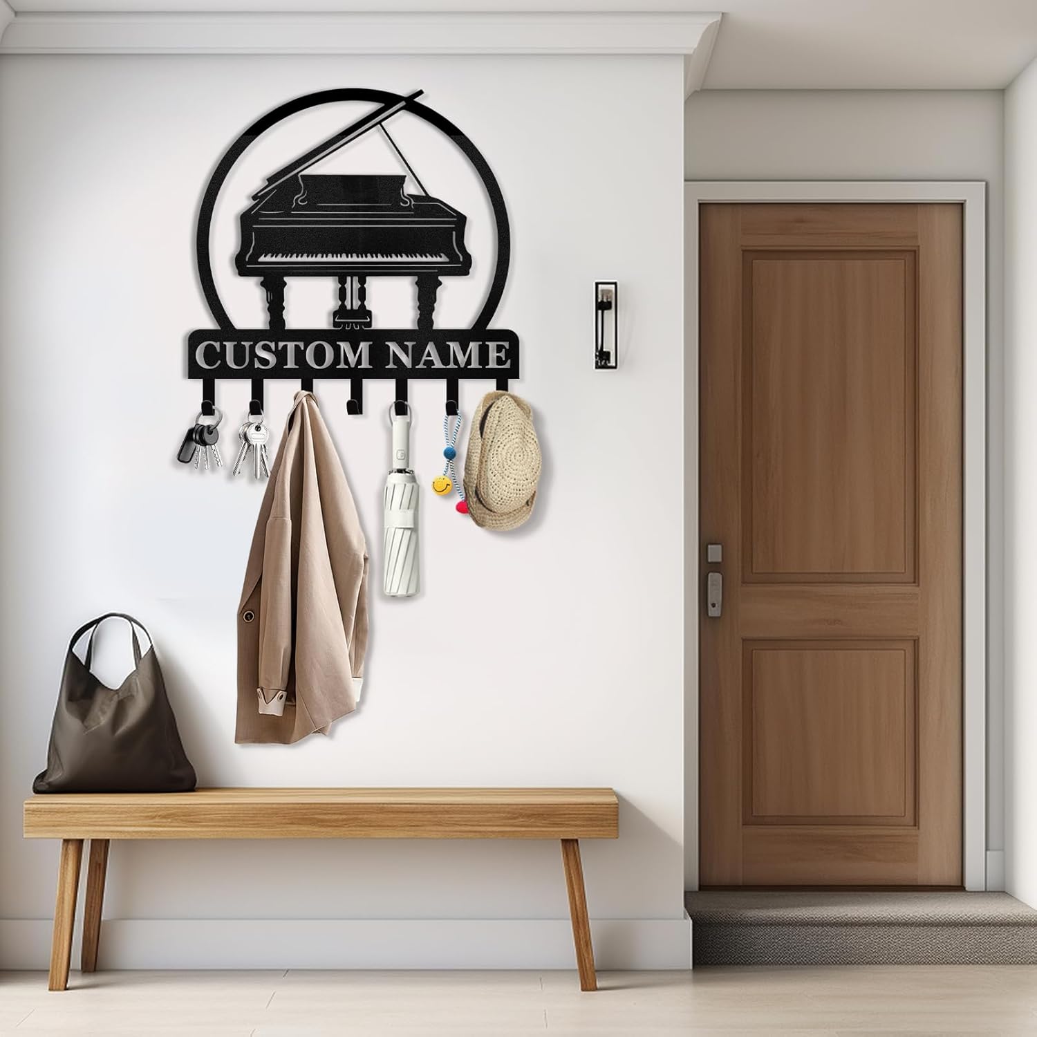 Custom Name Metal Key Holder Wall Mount, Organizer Rack for Home Entryway-MetalsignX