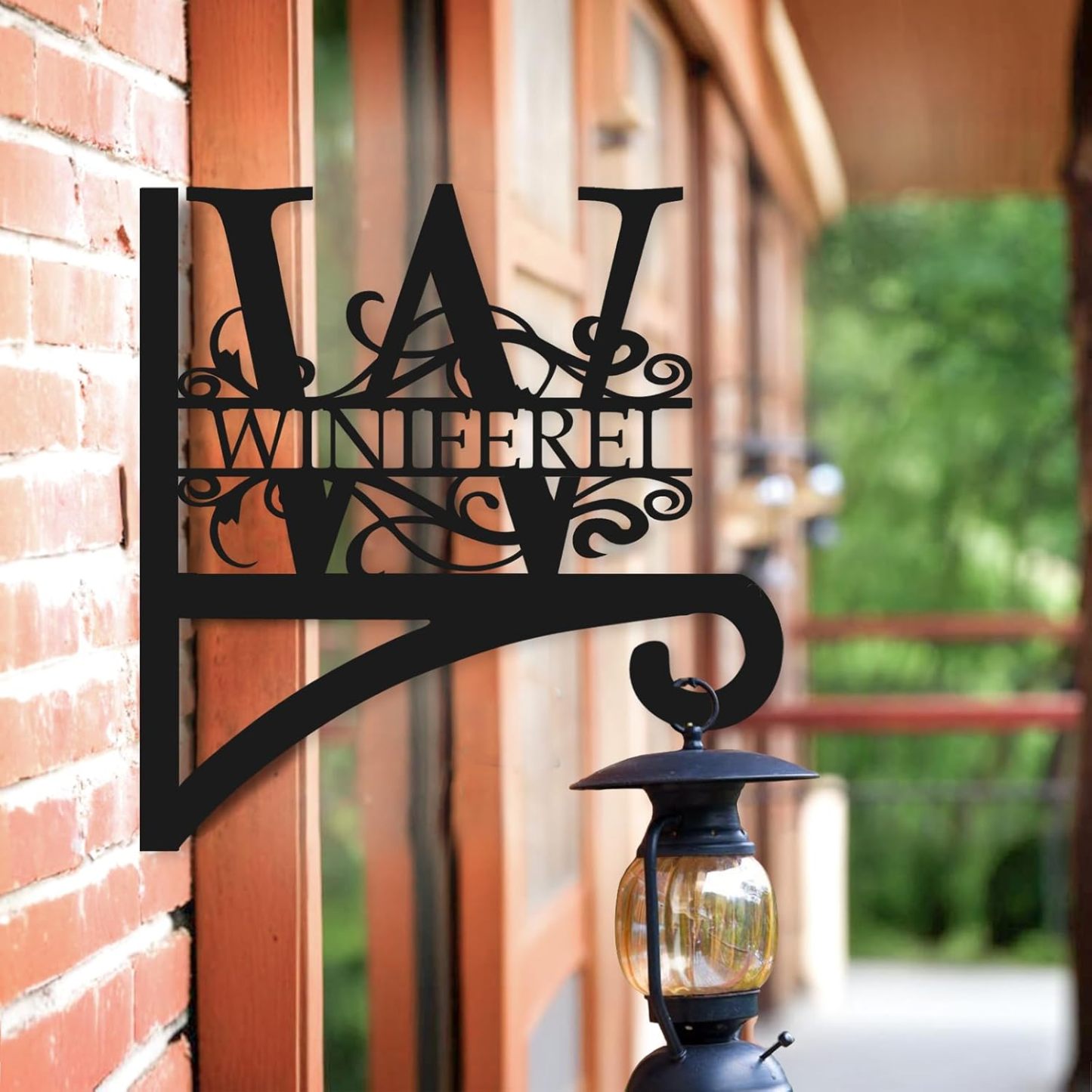 Custom Last Name Metal Plant Hanger Indoor & Outdoor, Personalized Letter Monogram Metal Hanging Plant Bracket-MetalsignX