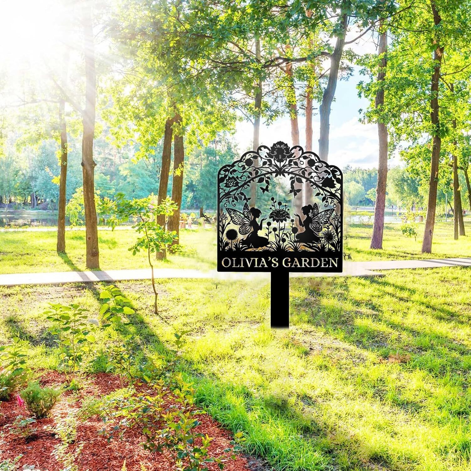 Handcrafted Fairy Garden Stake , Rustic Metal Sign for Magical Yard Spaces-MetalsignX