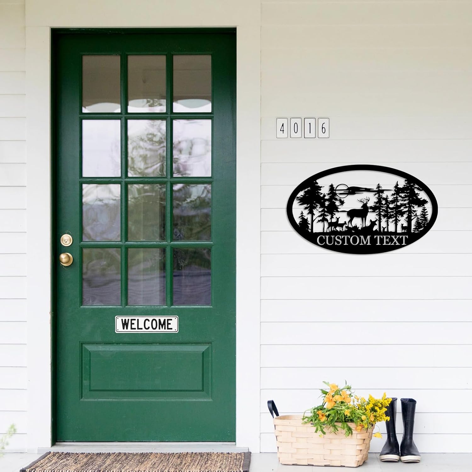 Personalized Deer Metal Cabin Sign, Custom Buck Hunter Gift, Family Name & Monogram Sign, Outdoor Hunting Porch Decor, Gift for Him-MetalsignX