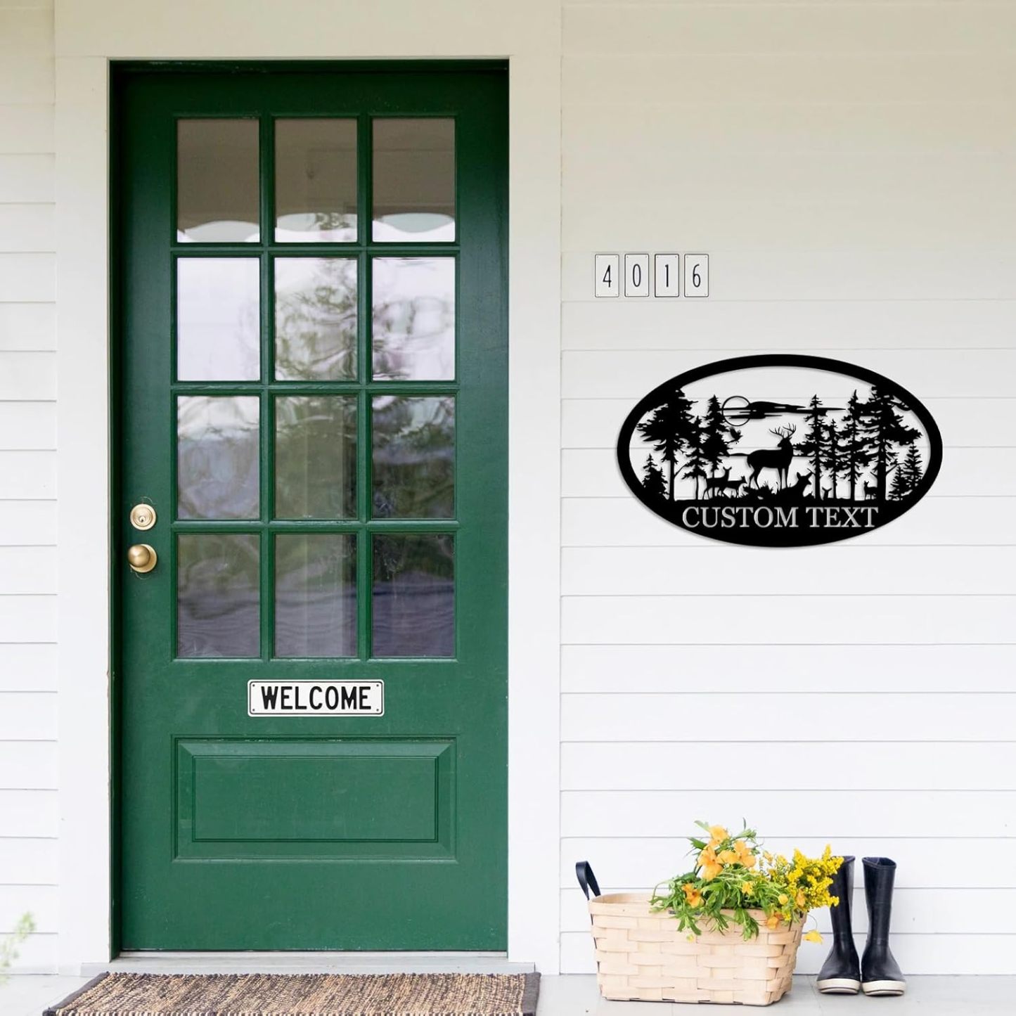 Personalized Deer Metal Cabin Sign, Custom Buck Hunter Gift, Family Name & Monogram Sign, Outdoor Hunting Porch Decor, Gift for Him-MetalsignX