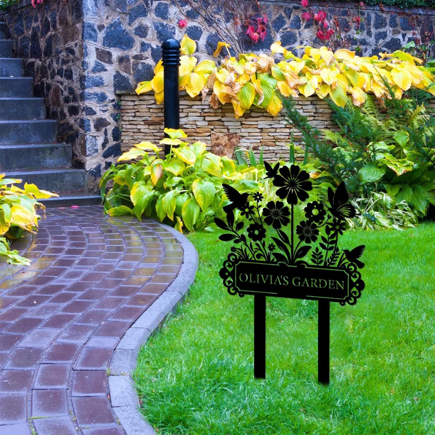 Personalized Garden Name Sign, Custom Sign Outdoor Metal,  Gardening Decor Gifts for Gardeners-MetalsignX
