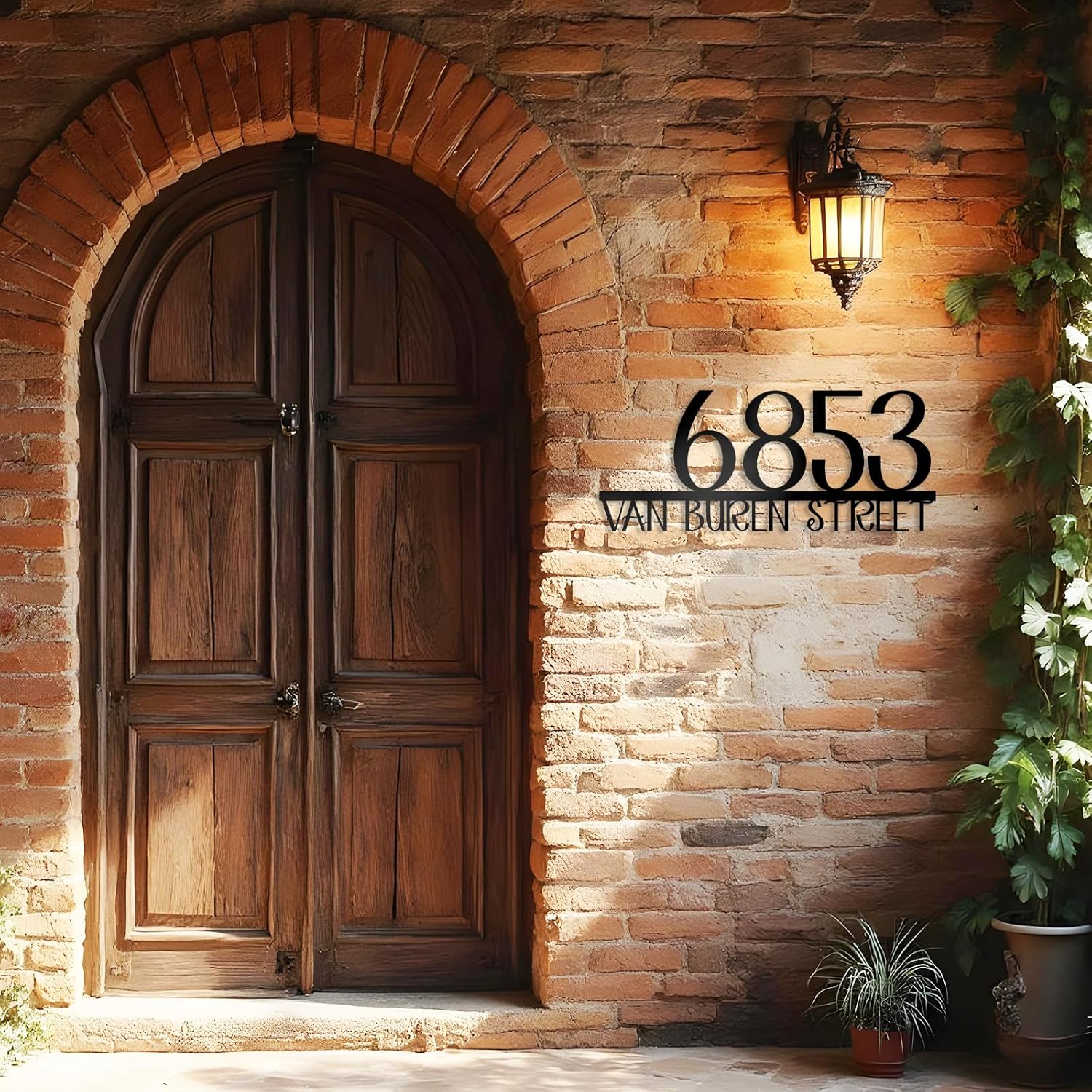 Personalized Metal House Number Sign for Outside Modern, Metal Address Signs for Houses-MetalsignX