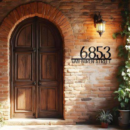 Personalized Metal House Number Sign for Outside Modern, Metal Address Signs for Houses-MetalsignX