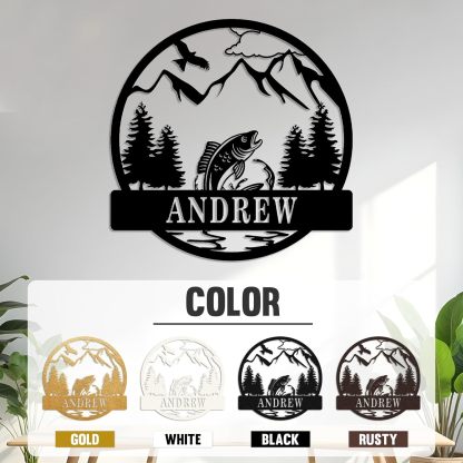 Personalized Largemouth Bass Metal Sign, Custom Fishing Last Name Sign for Home, Fish Family Signs Wall Decor-MetalsignX