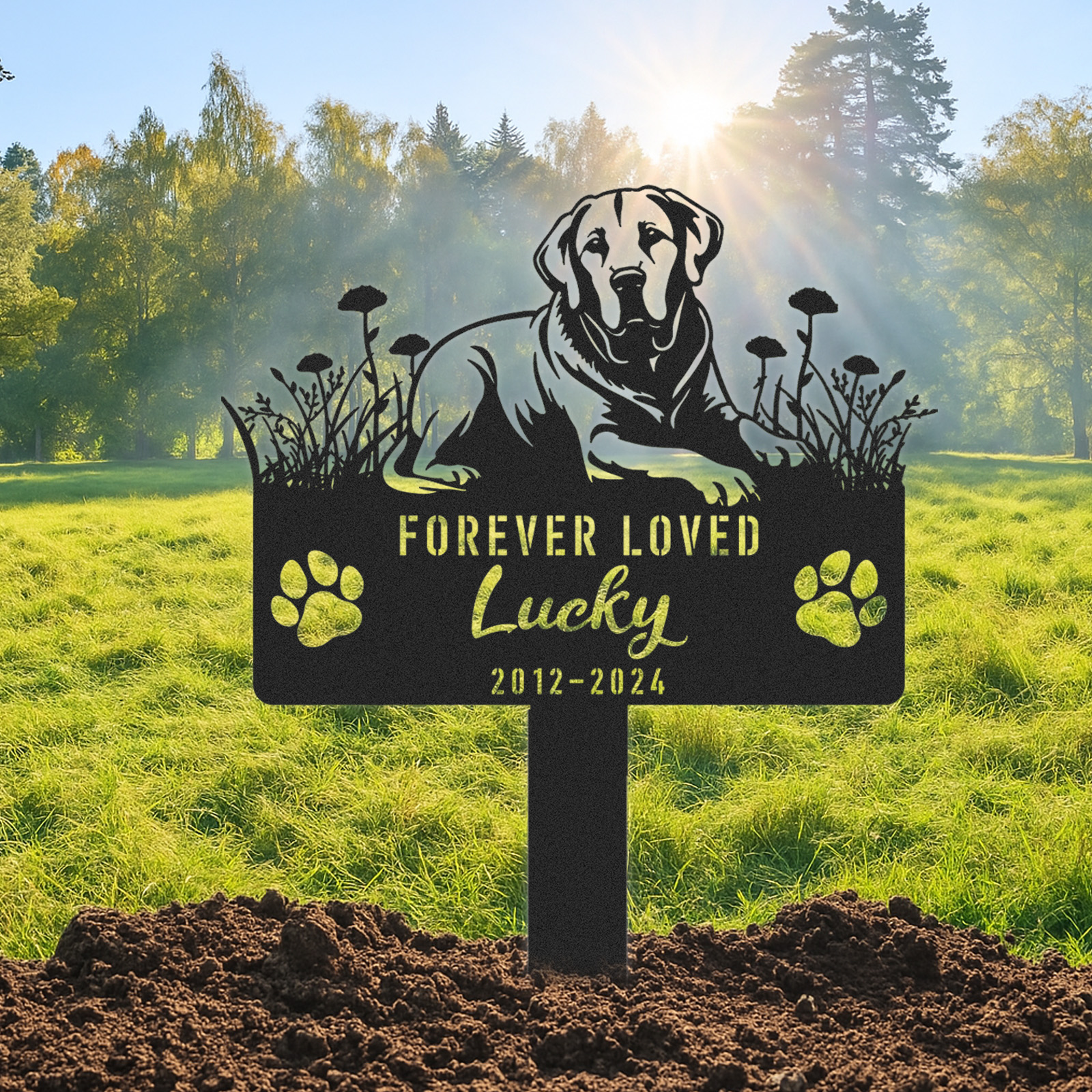 Custom Labrador Retriever Memorial Stake, Personalized Dog Grave Marker, Metal Pet Tribute Sign, Sympathy Gift