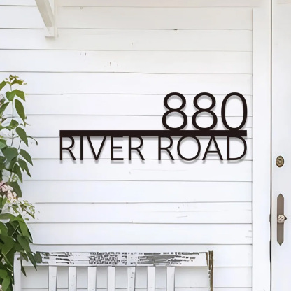 Personalized Address Sign, Modern Decor Metal House Number Sign with Street Name, Custom Retro Style Address Plaque