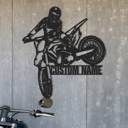 Custom Dirt Bike Wall Art, Personalized Motocross Rider Metal Sign with Name, Motorcycle Garage Decor, Man Cave Wall Art, Gift for Biker, Off-Road Motorbike Enthusiast