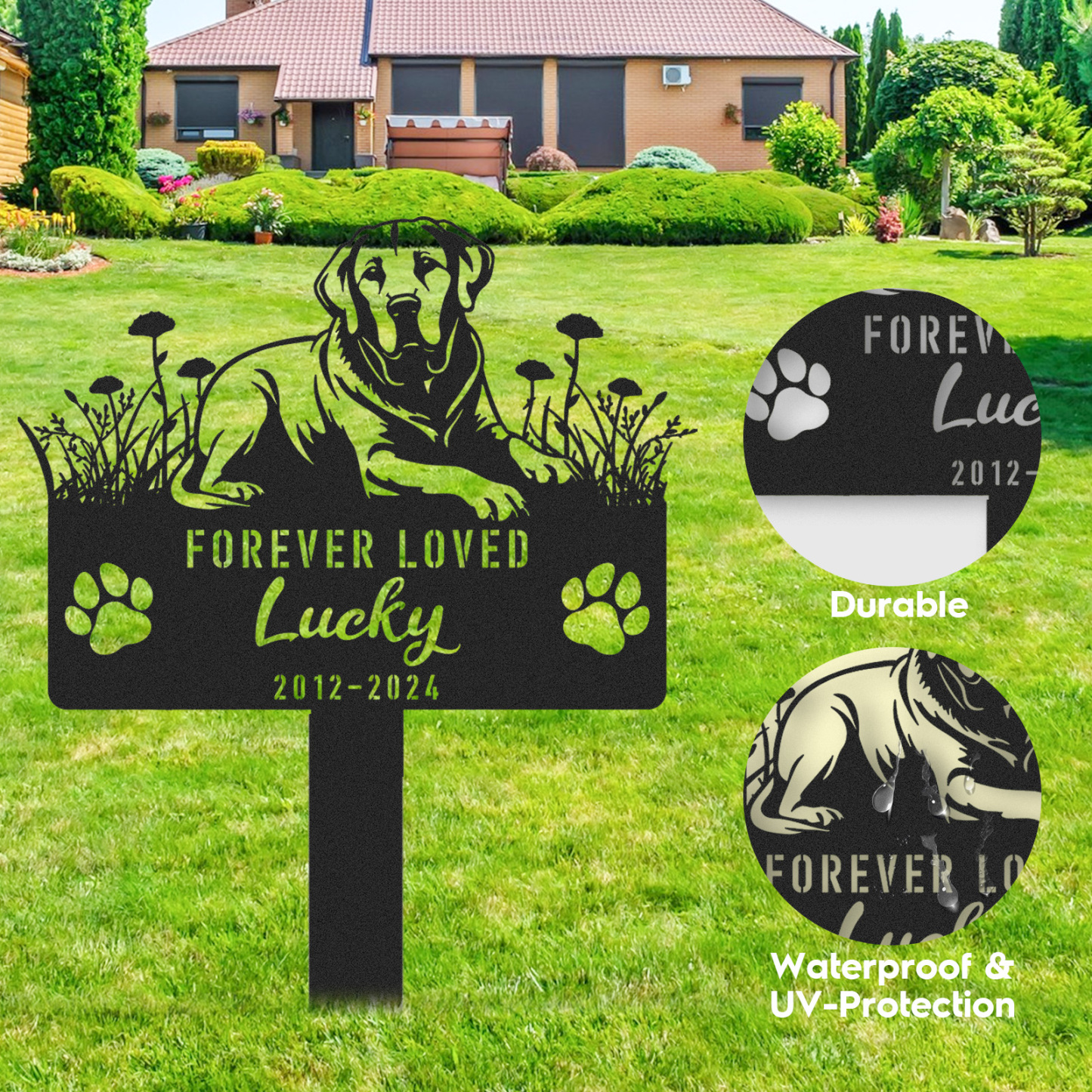 Custom Labrador Retriever Memorial Stake, Personalized Dog Grave Marker, Metal Pet Tribute Sign, Sympathy Gift