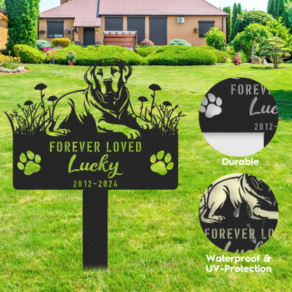 Custom Labrador Retriever Memorial Stake, Personalized Dog Grave Marker, Metal Pet Tribute Sign, Sympathy Gift