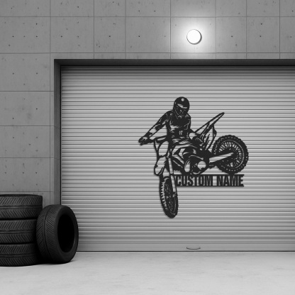Custom Dirt Bike Wall Art, Personalized Motocross Rider Metal Sign with Name, Motorcycle Garage Decor, Man Cave Wall Art, Gift for Biker, Off-Road Motorbike Enthusiast
