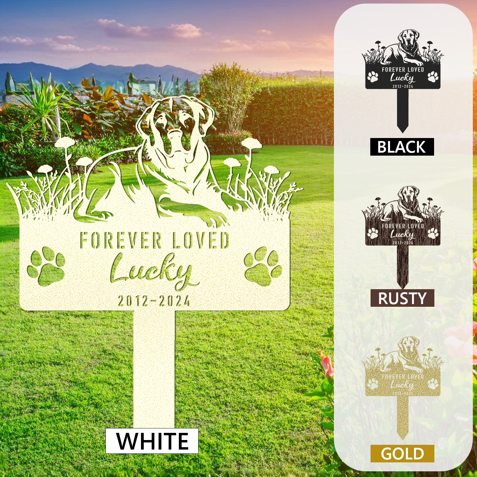 Custom Labrador Retriever Memorial Stake, Personalized Dog Grave Marker, Metal Pet Tribute Sign, Sympathy Gift