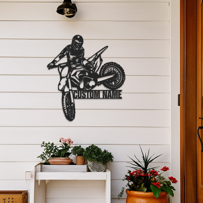 Custom Dirt Bike Wall Art, Personalized Motocross Rider Metal Sign with Name, Motorcycle Garage Decor, Man Cave Wall Art, Gift for Biker, Off-Road Motorbike Enthusiast
