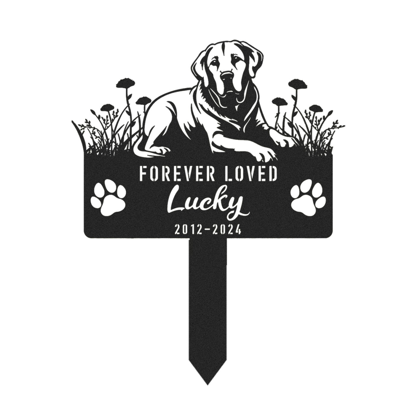 Custom Labrador Retriever Memorial Stake, Personalized Dog Grave Marker, Metal Pet Tribute Sign, Sympathy Gift