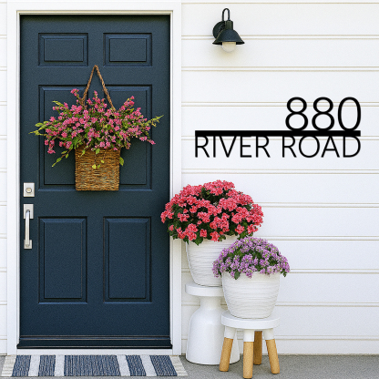 Personalized Address Sign, Modern Decor Metal House Number Sign with Street Name, Custom Retro Style Address Plaque