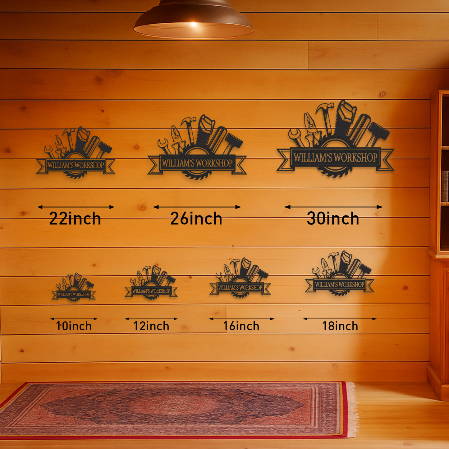 Custom William's Workshop Metal Sign with Tools, Personalized Metal Garage Decor for Dad, Grandpa or Him, Great Gift for Father’s Day or Birthday