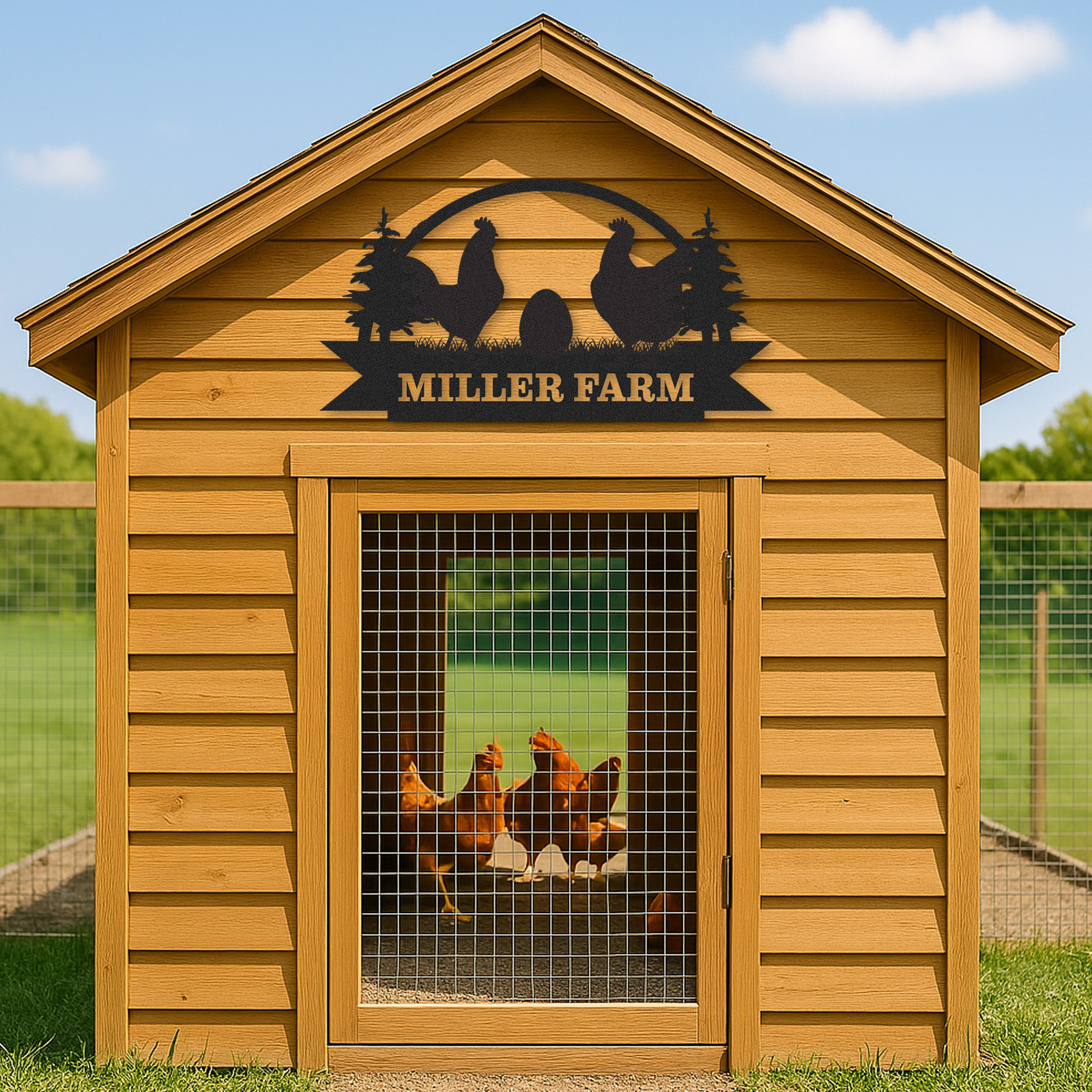 [Copy]Custom Chicken Coop Sign with Hen and Chicks, Personalized Round Metal Farm Decor, Gift for Chicken Owners