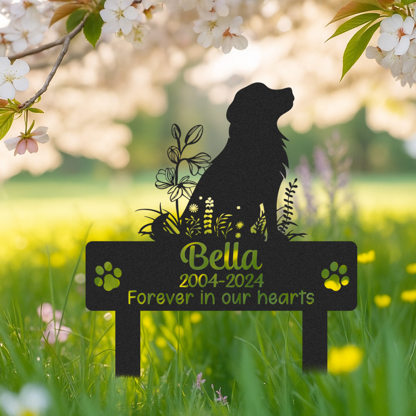 Custom Pet Loss Tribute Garden Stake, Golden Retriever Memorial Marker for Yard