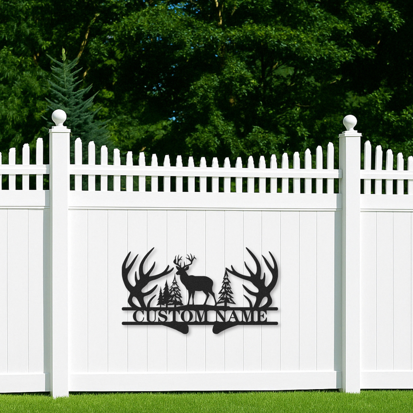 Personalized Hunting Metal Sign, Custom Deer and Trees Name Sign, Rustic Cabin Wall Decor