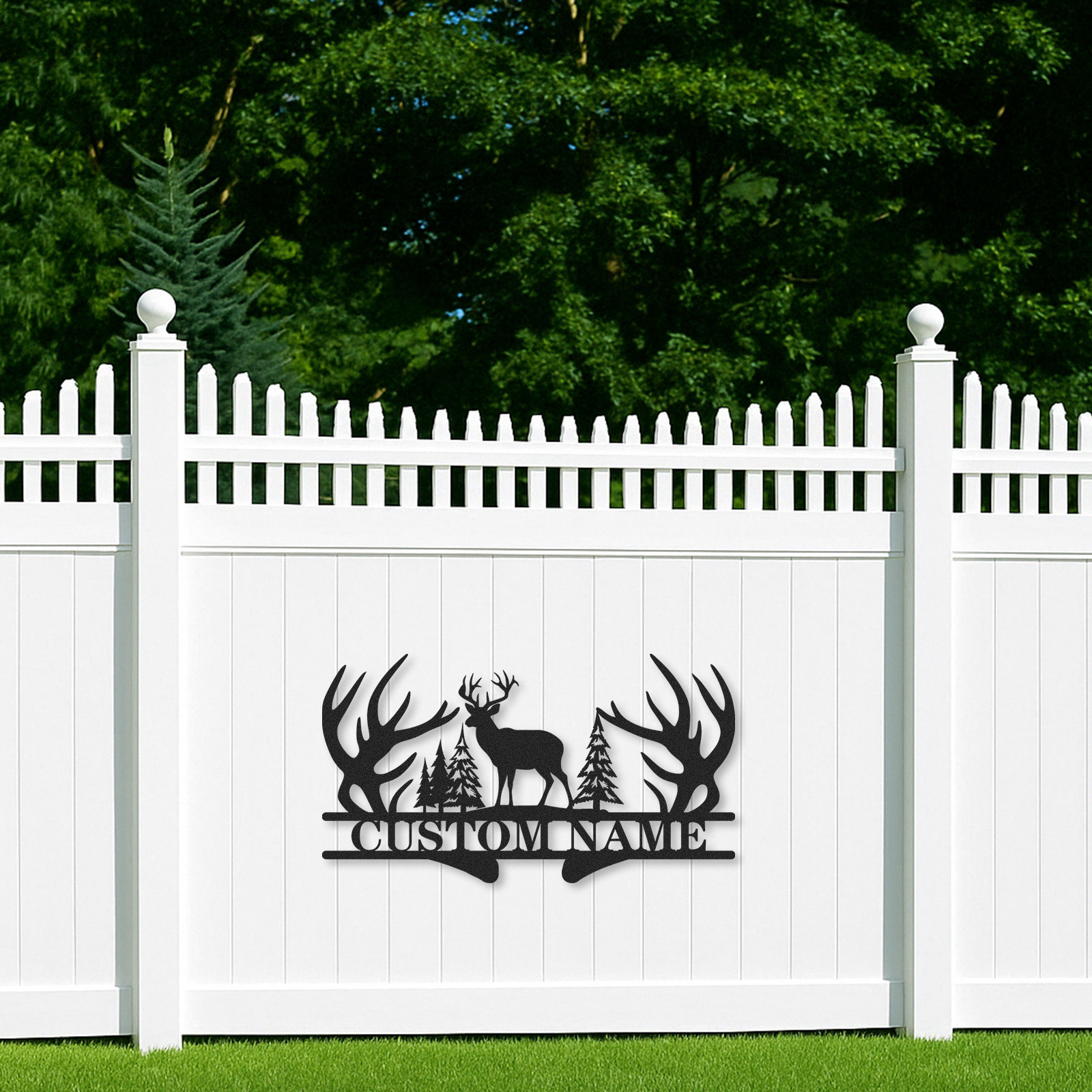 Personalized Hunting Metal Sign, Custom Deer and Trees Name Sign, Rustic Cabin Wall Decor