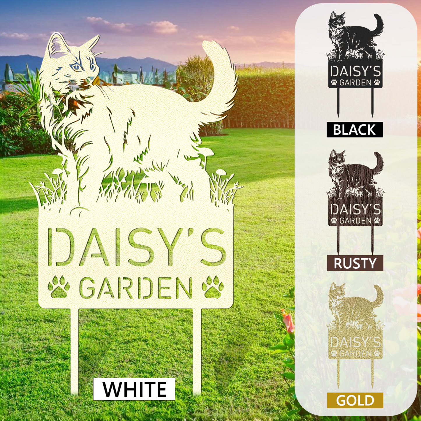 Custom Cat Metal Memorial Garden Stake Personalized Pet Grave Marker Name Sign Remembrance Stake