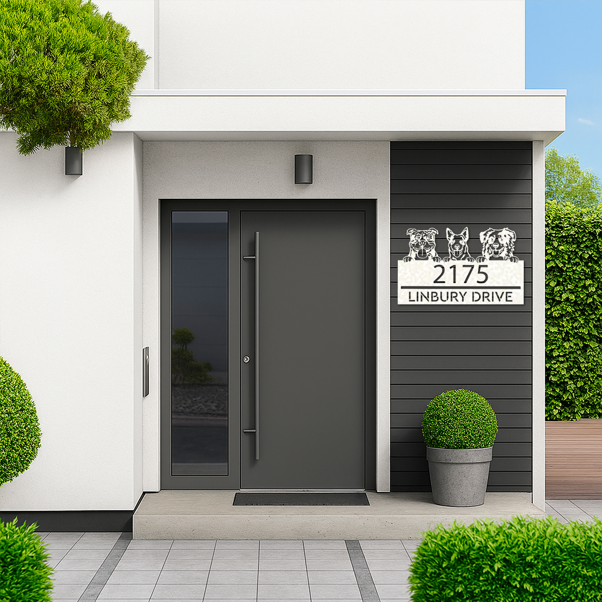 Personalized peeking dogs, puppy Metal Address Sign House number Hanging Address Plaque Yard Sign Outdoor decor Garden Stake