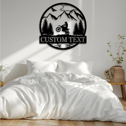 Personalized Dirt Bike Outdoor Metal Wall Art, Motocross Decor Dirt Bike Decor, Biker Name Metal Sign