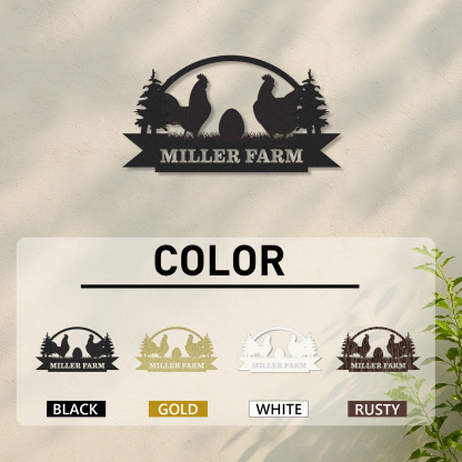 [Copy]Custom Chicken Coop Sign with Hen and Chicks, Personalized Round Metal Farm Decor, Gift for Chicken Owners