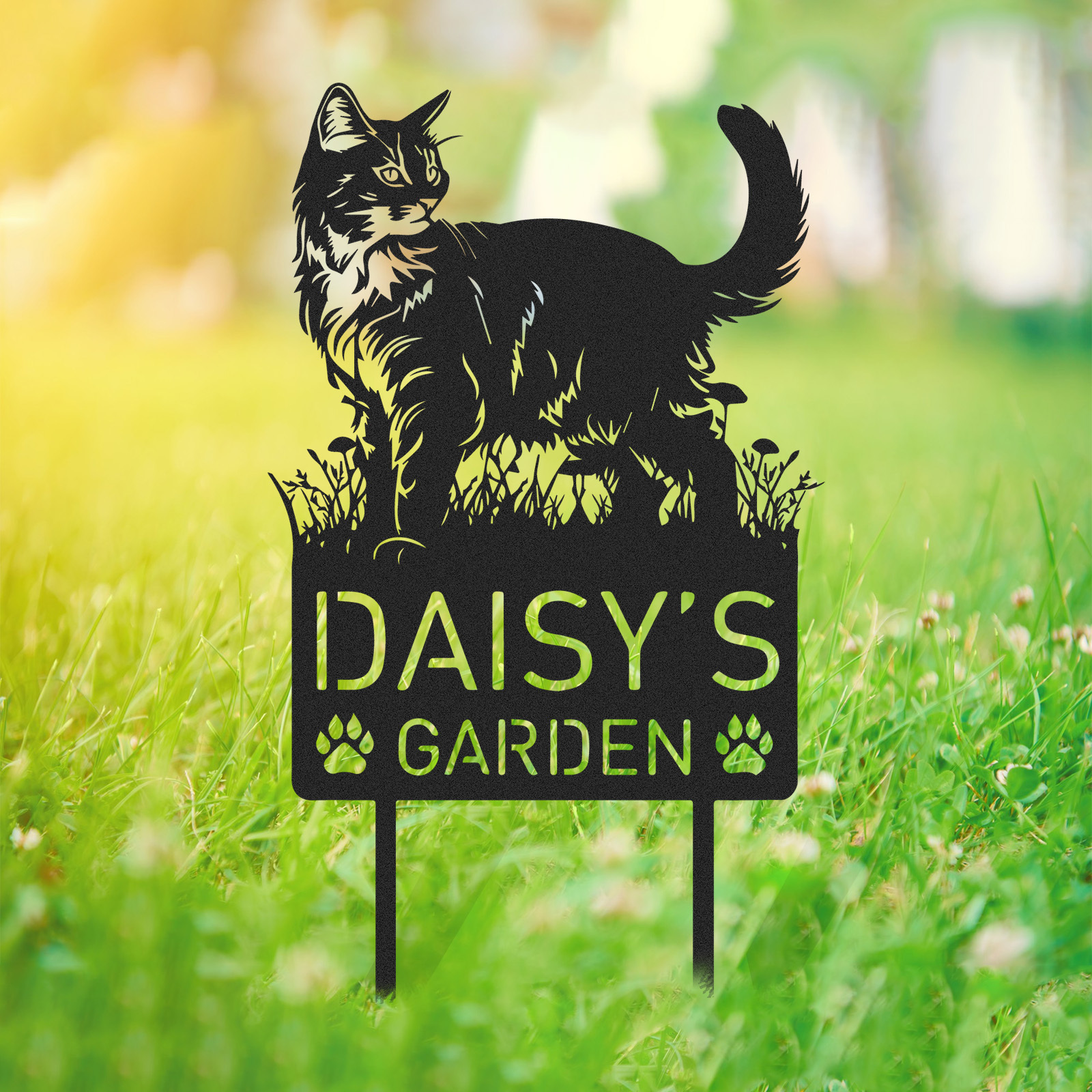 Custom Cat Metal Memorial Garden Stake Personalized Pet Grave Marker Name Sign Remembrance Stake