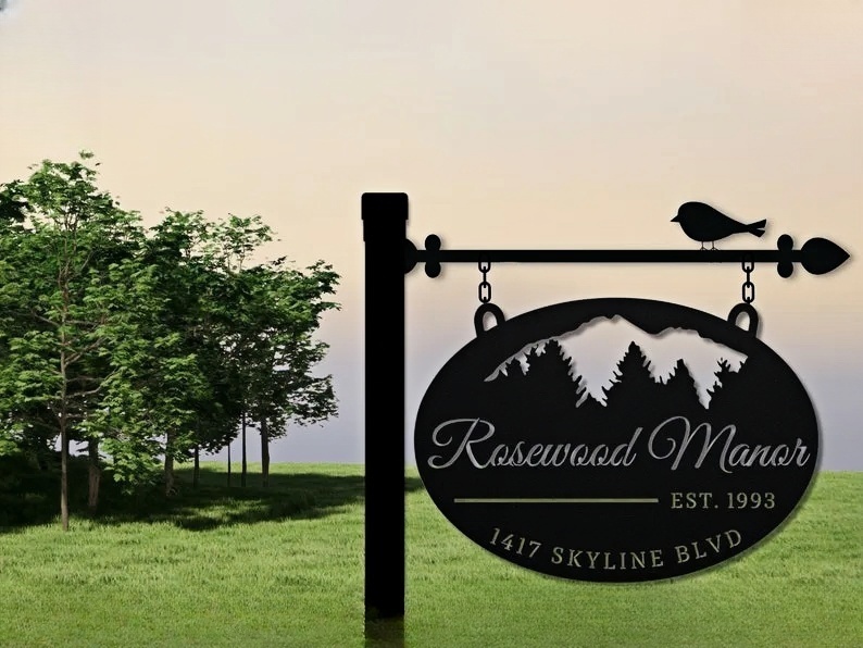 Metal Address Sign for Lodge, Lake Homes or Cottages| Forest & Mountain House Numbers| Personalized Cabin Name Signs|Bed and Breakfast Decor