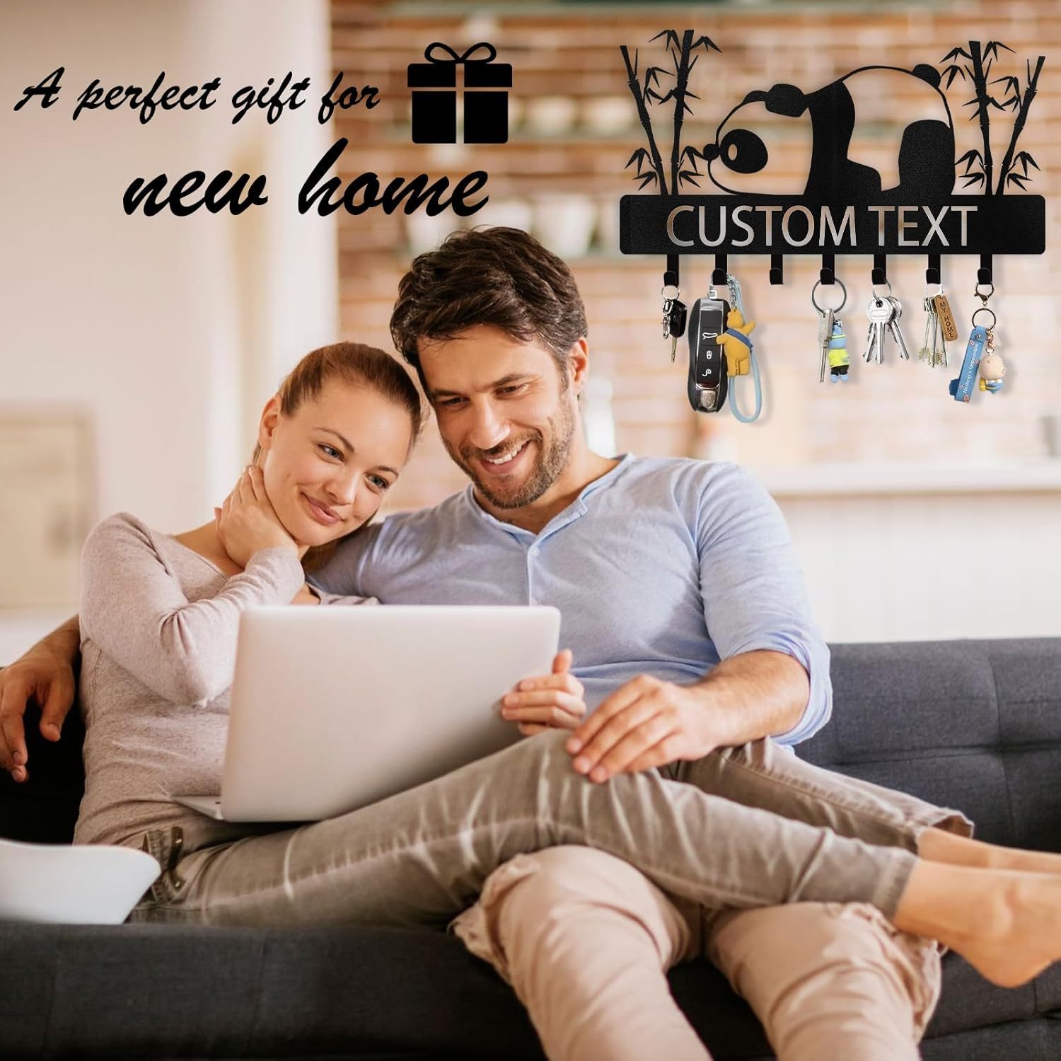 Personalized Key Holder Wall Mount, Metal Panda Coat Hook Key Holder for Hanging-MetalsignX