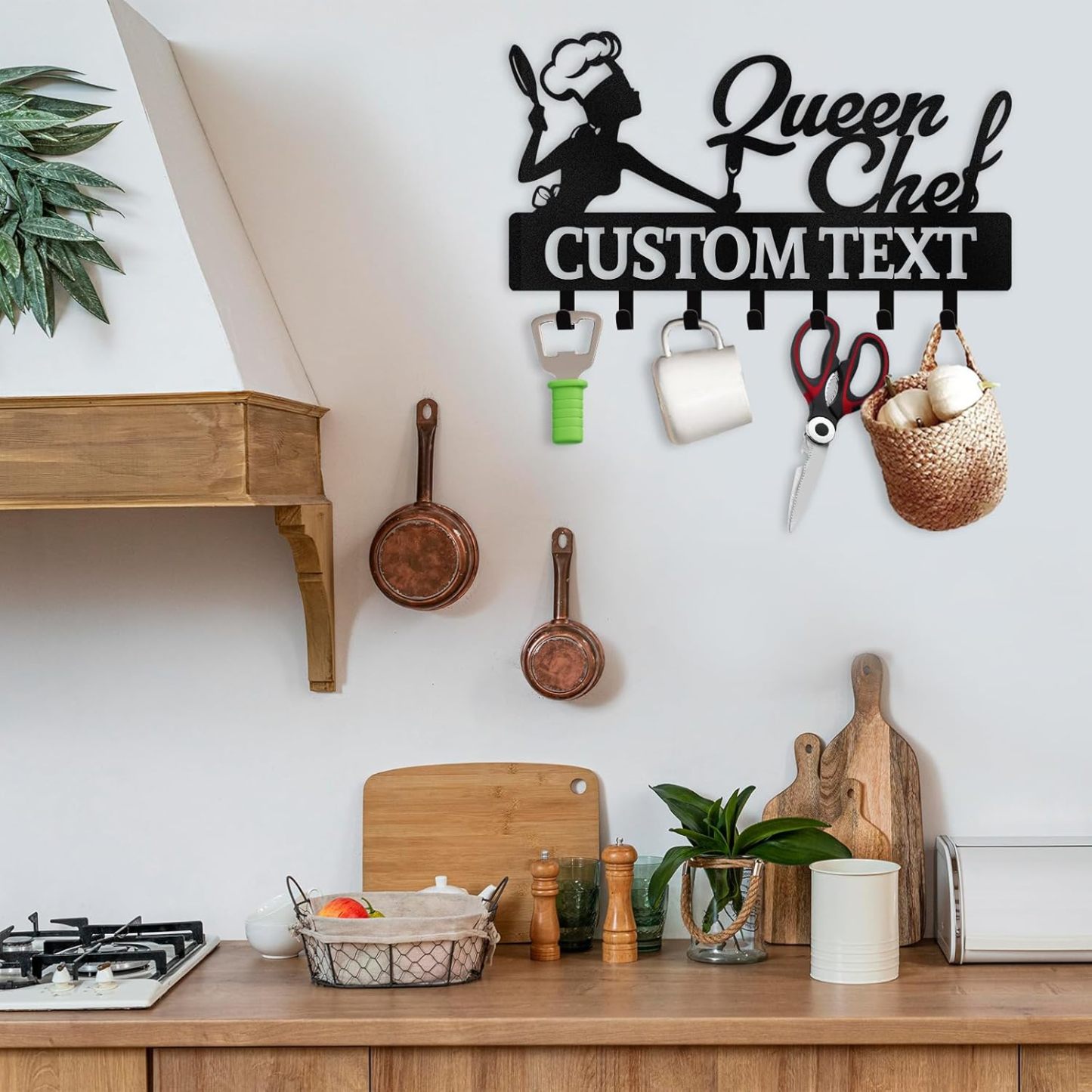 Personalized Key Holder for Wall, Queen Chef Wall Mounted Key Hooks-MetalsignX