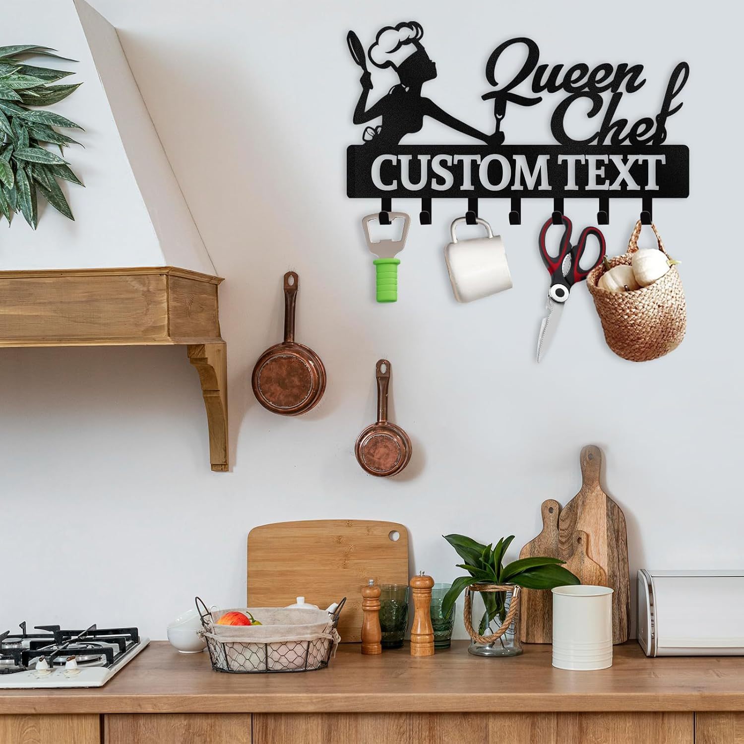 Personalized Key Holder for Wall, Queen Chef Wall Mounted Key Hooks-MetalsignX