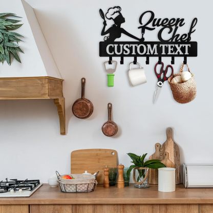 Personalized Key Holder for Wall, Queen Chef Wall Mounted Key Hooks-MetalsignX