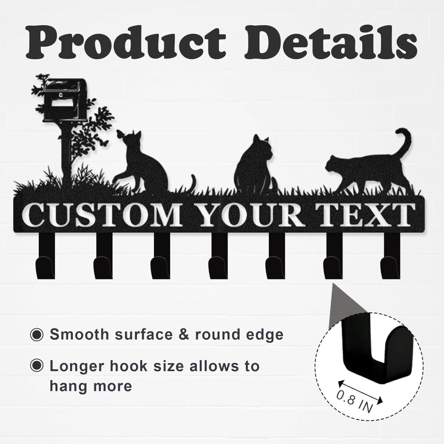 Personalized Metal Key Holder for Wall, Cat Key Holder Wall Mount-MetalsignX