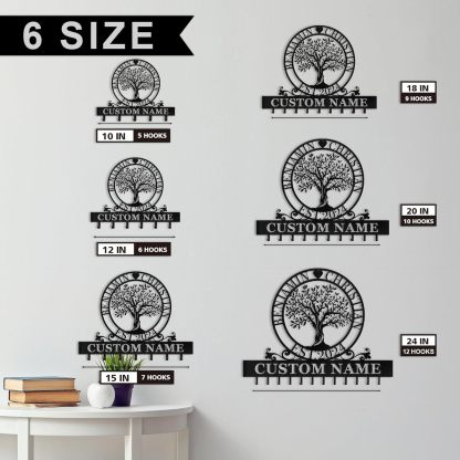 Custom Name Metal Key Holder Wall Mount, Organizer Rack for Home Entryway-MetalsignX