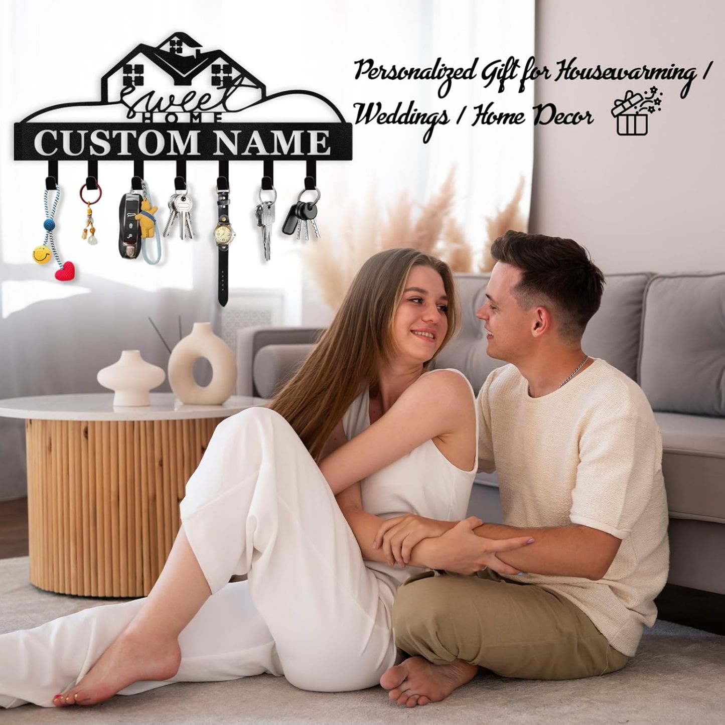 Custom Name Metal Key Holder Wall Mount, Organizer Rack for Home Entryway-MetalsignX