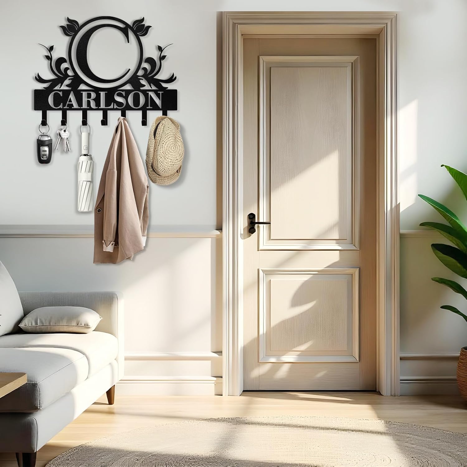 Custom Metal Key Holders, Nature-Inspired Wall Decor for Home Organization, Personalized Key Storage-MetalsignX