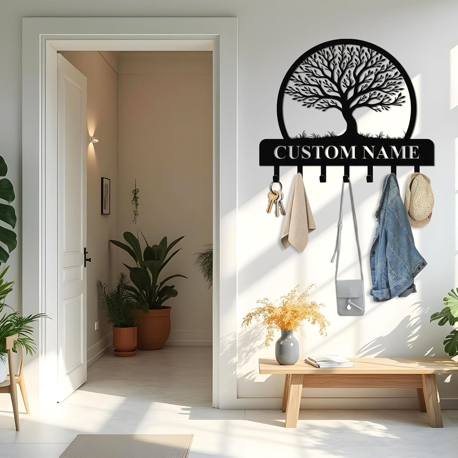 Personalized Key Holder for Wall, Custom Camping Wall Key Hooks with Name-MetalsignX