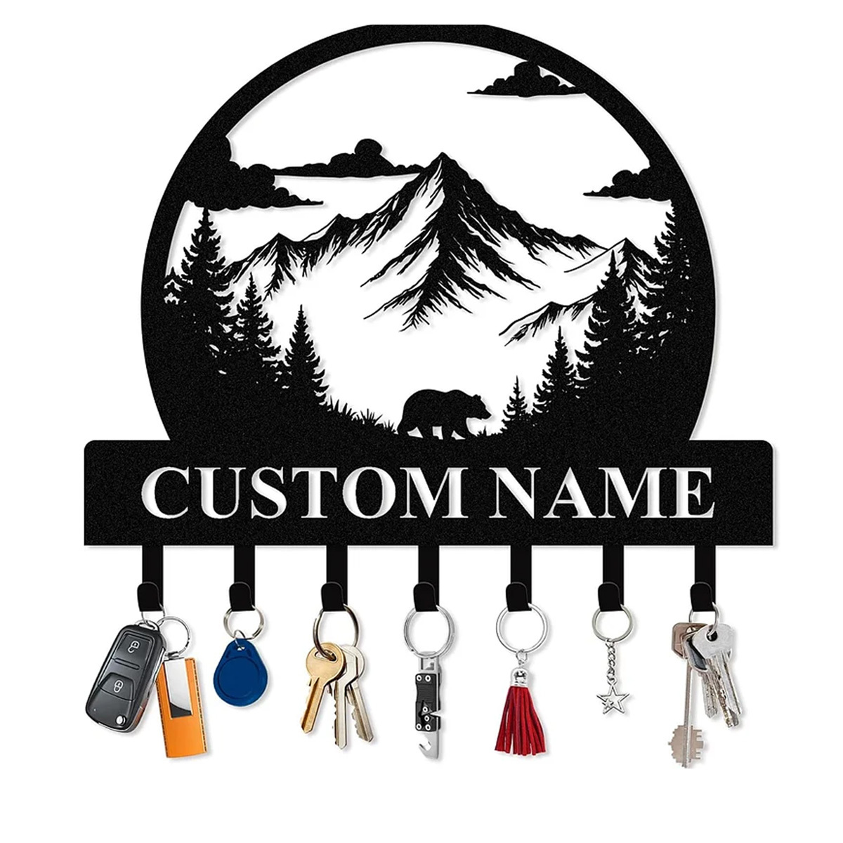 Personalized Key Holder for Wall, Custom Camping Wall Key Hooks with Name-MetalsignX